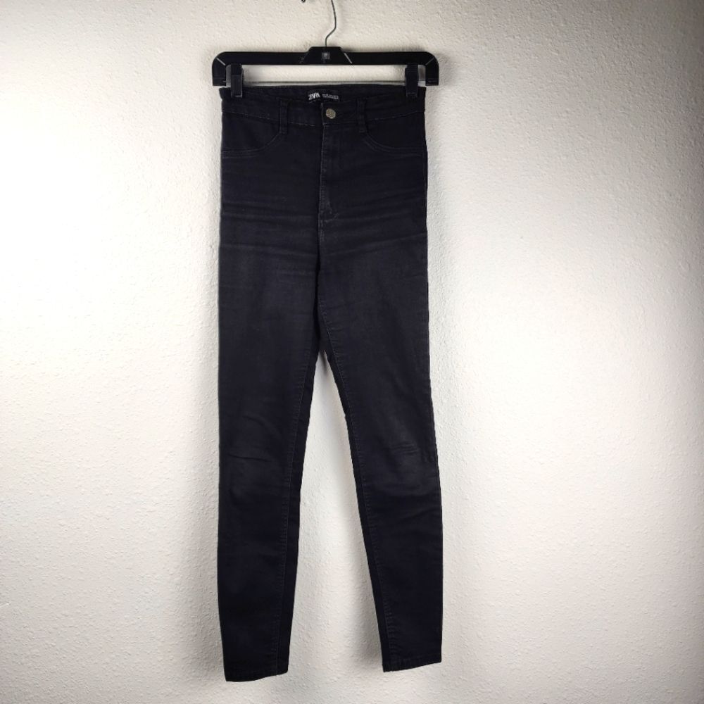 Zara High Rise Black Basic Skinny Mom Jeans Size 4